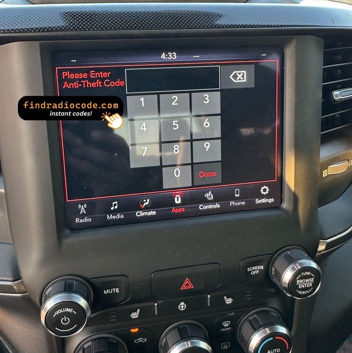 Aptiv Aptiv Uconnect 8 4 Ujm Vp2 8 4 Hdcc Sxm Wd 4 digit unlock code for this radio